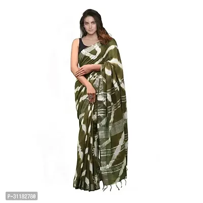 Stylish Cotton Blend Saree With Blouse Piece For Women-thumb0