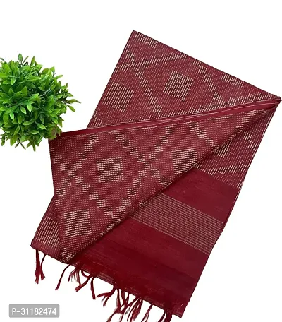 Stylish Cotton Blend Saree With Blouse Piece For Women-thumb0