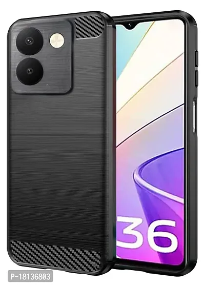 HUPSHY Back Cover for vivo Y36  (Black, Flexible, Silicon, Pack of: 1)