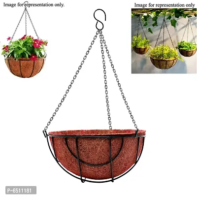 Hanging Planter Basket with Coco Liner, 10 Inch Metal Round Wire Plant Holder with Mesh and Chain for Decor | Planter | Pot Hanger | Garden Lawn Decoration | Indoor Outdoor Decor | Hanging Basket-thumb0