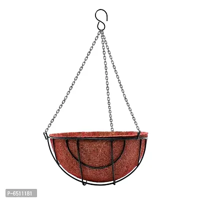 Hanging Planter Basket with Coco Liner, 10 Inch Metal Round Wire Plant Holder with Mesh and Chain for Decor | Planter | Pot Hanger | Garden Lawn Decoration | Indoor Outdoor Decor | Hanging Basket-thumb3
