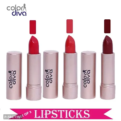 Creamy Matte Lipstick (SPICY RED, INDIE MAROON, ROSY RED)-4.5 gm (Set of 3)-thumb2