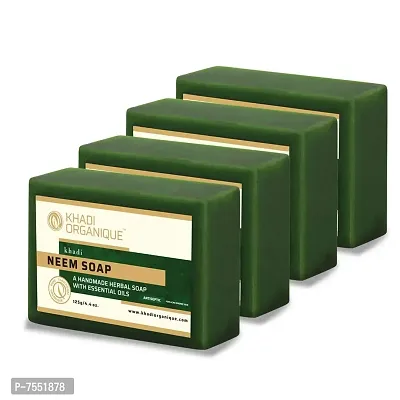 Khadi organique handmade pure neem soap pack of 3 100% herbal natural soap-thumb5