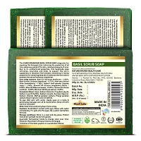 Khadi Organique Natural Herbal Basil Scrub Soap Pack of 3 (100% Handmade  Organic Soap)-thumb1