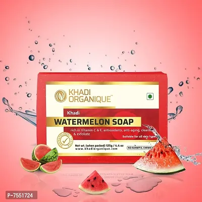 Khadi Organique Natural Herbal Watermelon Soap pack of 3 (100% Organic  Handmade Soap)-thumb2