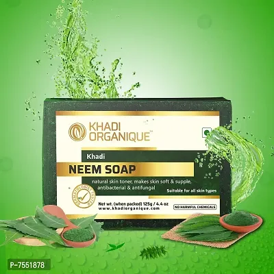 Khadi organique handmade pure neem soap pack of 3 100% herbal natural soap-thumb2