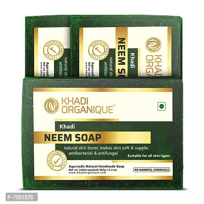 Khadi organique handmade pure neem soap pack of 3 100% herbal natural soap