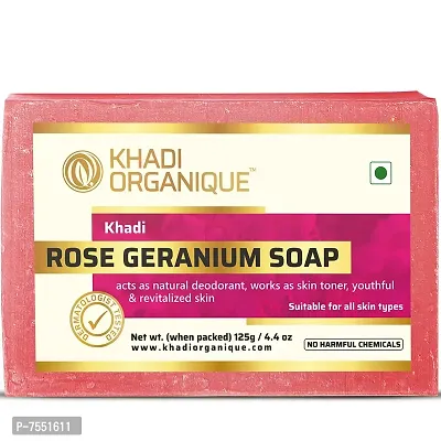 Khadi Organique Natural Herbal Rose Geranium Soap Pack of 5-thumb5