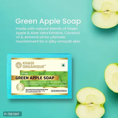 Khadi Organique Natural Herbal Green Apple Soap Pack of 3 (100% Handmade  Organic Soap)-thumb4