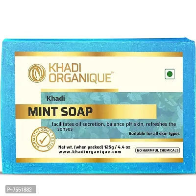 Khadi Organique Natural Herbal Pure Mint Soap Pack of 3 (100% Handmade  Organic Soap)-thumb5