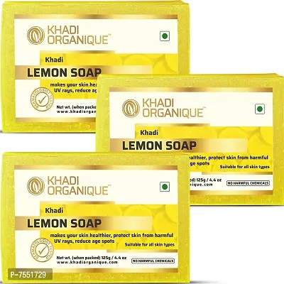 Khadi organique handmade lemon soap pack of 3 100% herbal natural soap