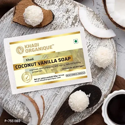 Khadi organique handmade coconut vanilla soap pack of 3 100% herbal natural soap-thumb4