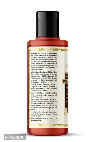 Khadi Organique Sandalwood Massage Oil Pack of 1 (210 ML)-thumb2