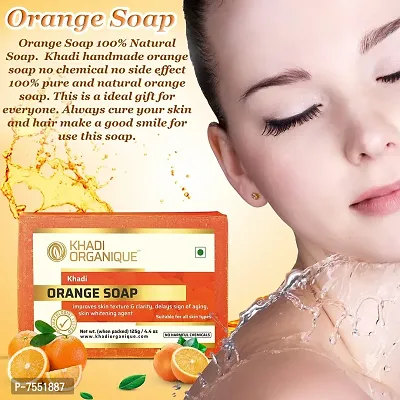 Khadi Organique Natural Handmade Orange Soap Pack of 3 100% Pure Soap-thumb4