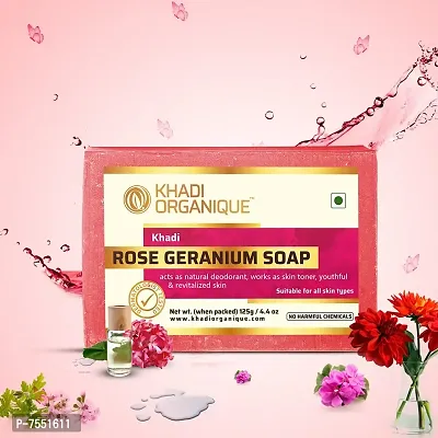 Khadi Organique Natural Herbal Rose Geranium Soap Pack of 5-thumb2