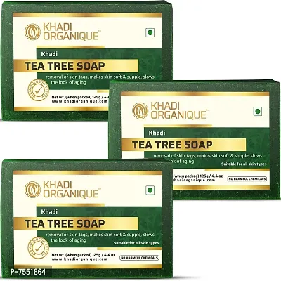 Khadi Organique Tea Tree Soap For Acne Treatment (No Parabens; Sulphate; SLS; SLES; Silicon) Pack Of 3