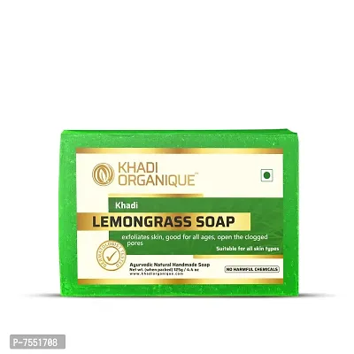 Khadi Organique Natural Herbal Lemongrass Soap Pack of 3 (100% Handmade  Organic Soap)-thumb2