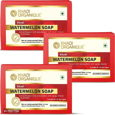 Khadi Organique Natural Herbal Watermelon Soap pack of 3 (100% Organic  Handmade Soap)