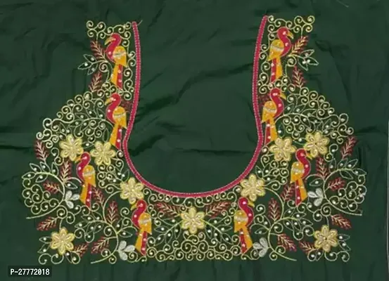Reliable Green Cotton Silk Embroidered Unstitched Blouses For Women