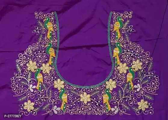 Reliable Purple Cotton Silk Embroidered Unstitched Blouses For Women