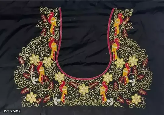Reliable Black Cotton Silk Embroidered Unstitched Blouses For Women