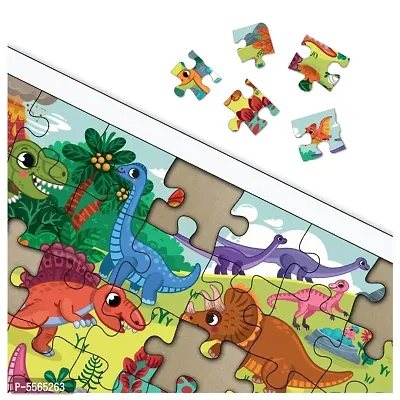 Mini Leaves World of Dinosaurs Wooden Puzzles for Kids 3 Years (Multicolor, 35 Pieces)-thumb0