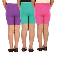 Lula Girls 4- Way Stretchable Soft Cotton Spandex Mix Multi-Purpose Shorts/Tights for Teen Girls-Pack of 3-thumb2