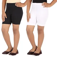 Casual Solid Cotton Blend  Short For Girls Combo Pack of 2-thumb1