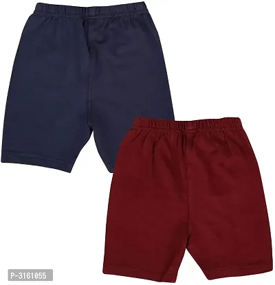 Kids Multicoloured Cotton Spandex Solid Slim Fit Capris Shorts (Combo Of 2)