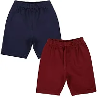 Kids Multicoloured Cotton Spandex Solid Slim Fit Capris Shorts (Combo Of 2)-thumb1