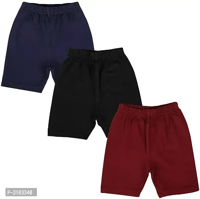 Girl's Multicoloured Cotton Spandex Solid Shorts (Pack Of 2)