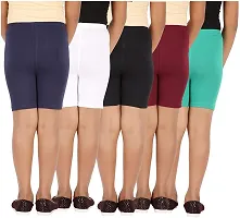 Girl's Multicoloured Cotton Spandex Solid Shorts (Pack Of 5)-thumb2