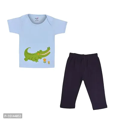 Lula Cotton Baby Chest Printed T-Shirt  Pant Combo - Unisex Clothing Set-thumb0