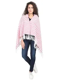 Lulamom Breast Feeding Shawl, Nursing Cloak, Innovative Shape-Changing Poncho- Mini Stripes (Pink)-thumb3