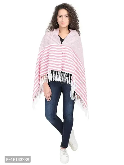 Lulamom Breast Feeding Shawl, Nursing Cloak, Innovative Shape-Changing Poncho- Mini Stripes (Pink)-thumb4