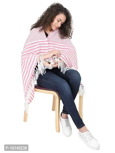 Lulamom Breast Feeding Shawl, Nursing Cloak, Innovative Shape-Changing Poncho- Mini Stripes (Pink)-thumb0