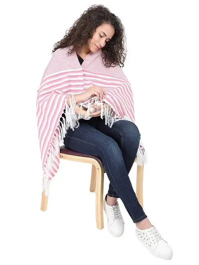 Lulamom Breast Feeding Shawl, Nursing Cloak, Innovative Shape-Changing Poncho- Mini Stripes (Pink)