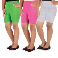 Lula Girls Multi Purpose Shorts/Tights with Stretchable Soft Cotton Spandex Outfit for Young/School Girls (Pack of 3)-thumb1