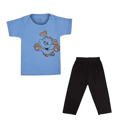 Lula Cotton Baby Chest Printed T-Shirt & Pant Combo - Unisex Clothing Set