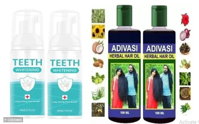 Combo of teeth whitening foam and Adivasi Oil Pack of 2