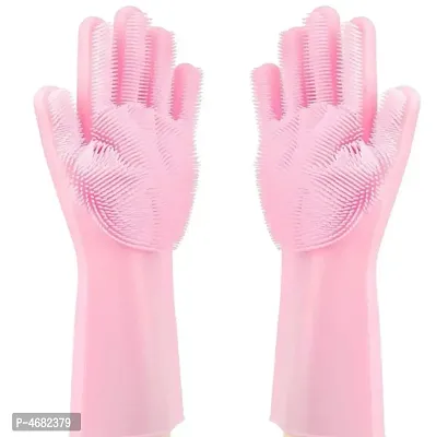 Silicone Glove Reusable Household Scrubber Scald Dishwashing Gloves-thumb1