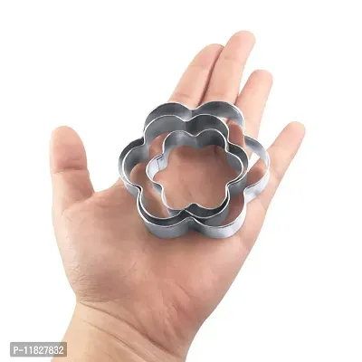 Stainless Steel Cookie Cutter with 4 Shape 3 Sizes Heart Round Star and Flower, 12 Pieces-thumb4