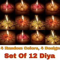Plastic Diya, Diwali Diyas for Decoration, Diwali Decorations, Sai Ram - Diwali diyas Set of 12 Multicolours-thumb1