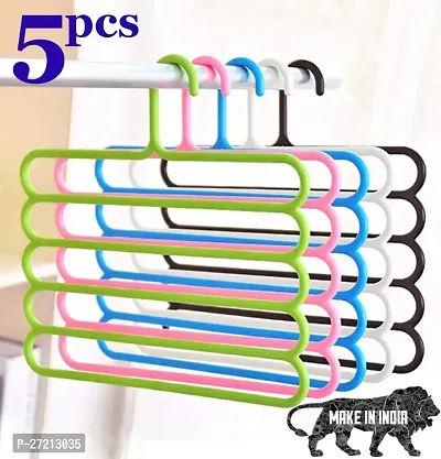 5 Layer Plastic Multipurpose Clothes Hanger, Set of 5-thumb0