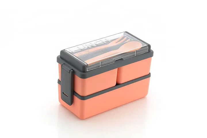 Shree Ram Doot 3-in-1 Compartment Lunch Box for Adults, Microwave Safe Lunch Boxes (Pack of 1, Orange) (Orange)