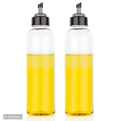 Oil Bottle Dispenser 1 litre Set Plastic Unbreakable Containers Transparent Kitchen Accessories Items (2-PLASTIC-OIL-BOTTLE-1000ML)