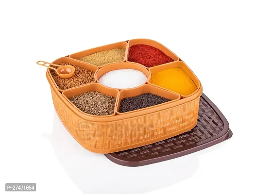 Plastic Square 7 Sections Multipurpose Masala Rangoli Dabba Box Set, Spice Box-thumb0