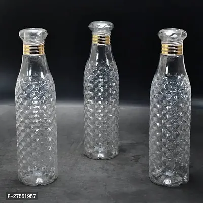 1000ML Crystal Clear Plastic Water Bottle Ideal for home, Office, Sports, School, Restaurant, Travelling, Gym, Yoga non Toxic Checkered Pattern Fridge Water Bottle Set 3