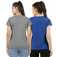 First wave Women Solid Cotton Tshirt Andhra Melange::Royal Blue-thumb1