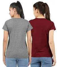 First wave Women Solid Cotton Tshirt Andhra Melange::Maroon-thumb1